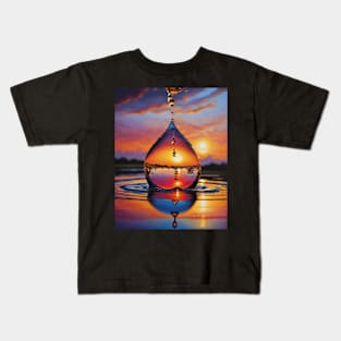 Large Water Droplet at Sunrise Kids T-Shirt